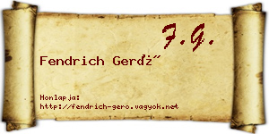 Fendrich Gerő névjegykártya